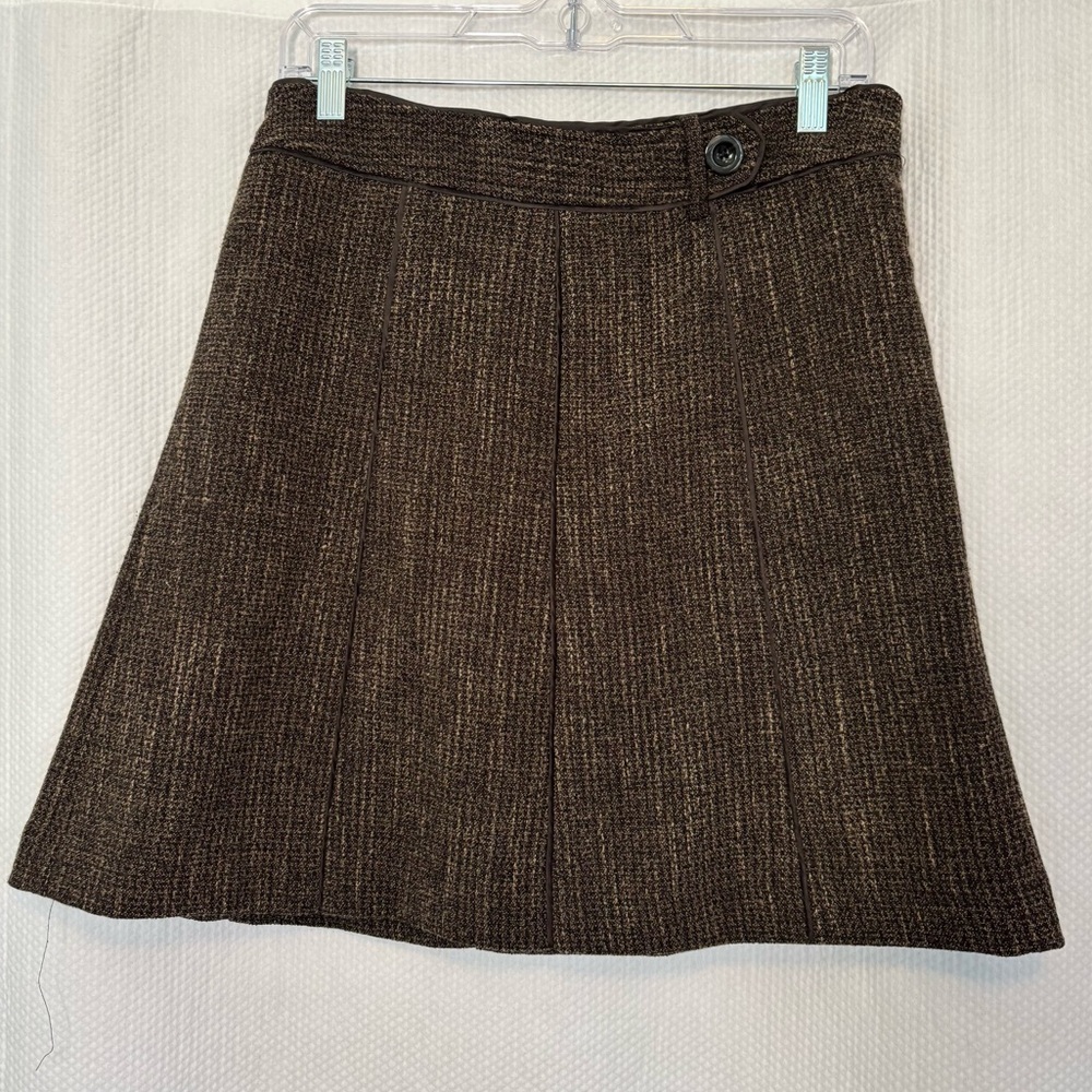 Ann Taylor Textured Brown A-Line Skirt